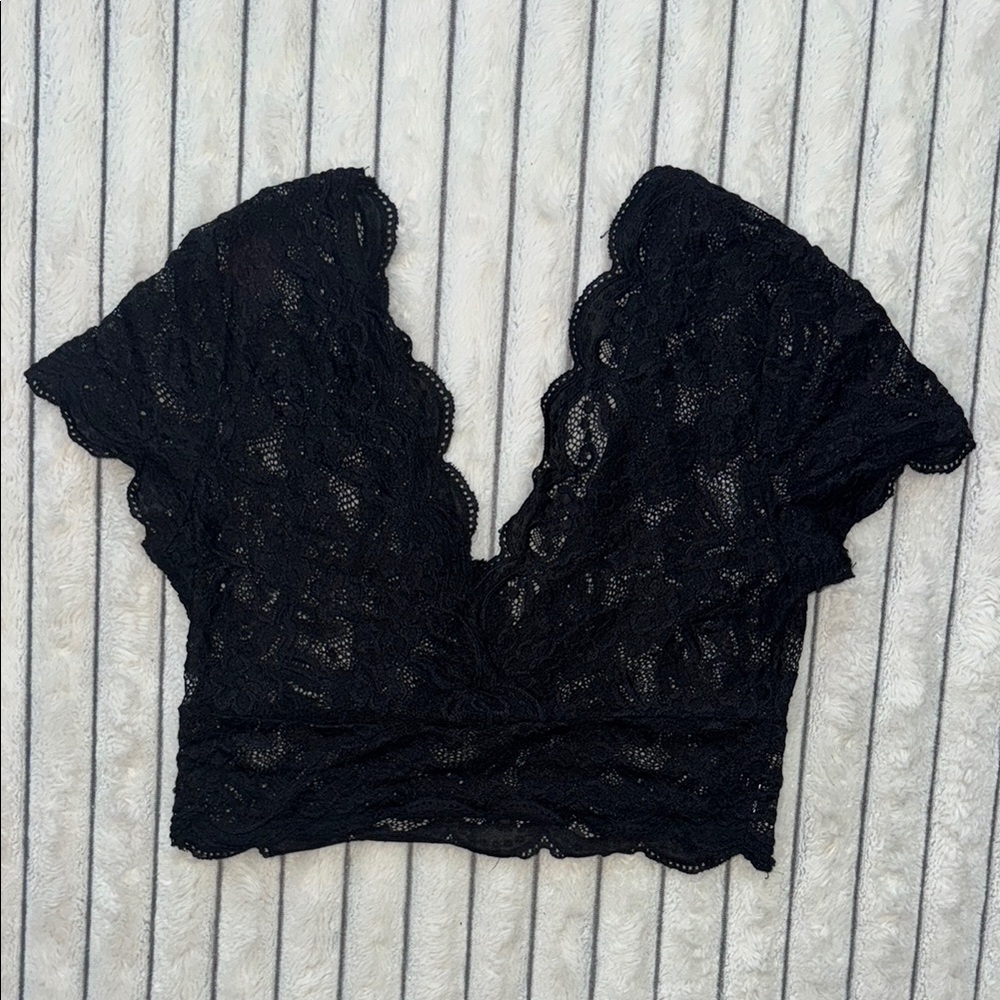 Chic Black Lace V-Neck Blouse
